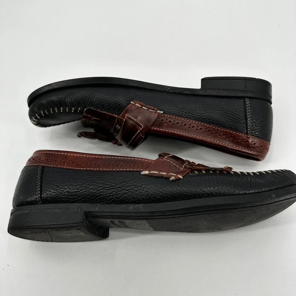 GH Bass Weejuns Mens Black Brown Leather Kiltie Tassel Loafers Moccasin Shoe 9.5